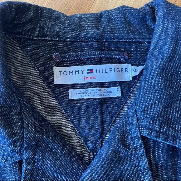 Vtg 2002 Tommy Hilfiger Double Breasted Denim Jacket Metal Nautical Buttons XL - Picture 7 of 15